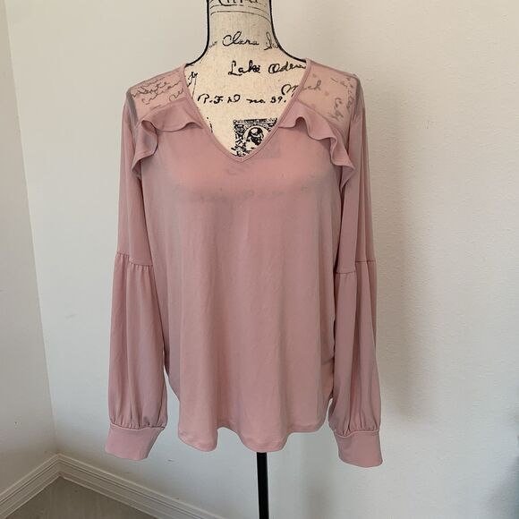 Adrianna Papell Pink Long Sleeve Blouse XL - Picture 1 of 6